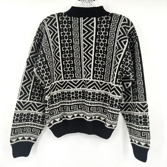 Vintage Demetre Sweater Womens L Acrylic Mock Neck Ski Retro Geometric 70's 80's - Picture 2 of 9